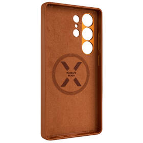 Kryt na mobil FIXED MagLeather s podporou MagSafe na Samsung Galaxy S25 Ultra hnědá barva
