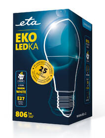 Žárovka LED ETA EKO LEDka klasik 8,5W, E27, teplá bílá 

 obrázek produktu 3 z 3