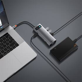 USB Hub Baseus Metal Gleam Series 9v1 HUB USB-C (USB-C PD 100W, 3x USB 3.0, HDMI, VGA, RJ45, SD/TF port) šedý

 obrázek produktu 7 z 10