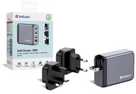 Cestovní adaptér Verbatim GNC-100 GaN 100W, 3x USB-C PD 100/65W, 1x USB-A QC 3.0 stříbrný

 obrázek produktu 5 z 6