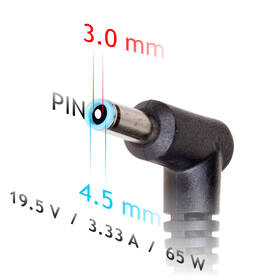 Napájecí adaptér Akyga pro notebook 19.5V/3.33A/65W 4.5x3.0 mm + pin pro HP 

 obrázek produktu 2 z 5