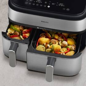 Fritéza horkovzdušná Philips Airfryer Dual Basket 5000 series 9 l, NA555/00 stříbrná

 obrázek produktu 9 z 12
