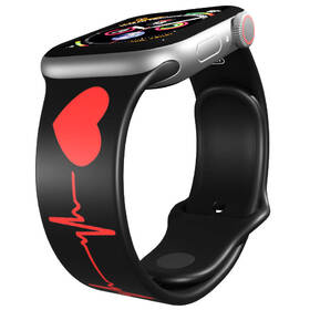 Řemínek Mi-Band na Apple Watch 42/44/45/49 mm - motiv EKG, černý 

 obrázek produktu 3 z 4
