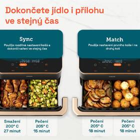 Fritéza horkovzdušná COSORI TF101S Dual Blaze TwinFry 10l černá barva
