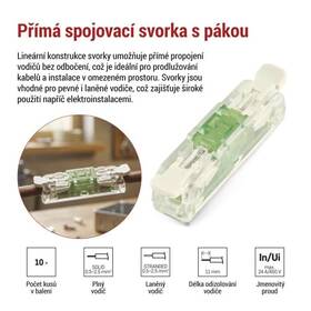 Svorkovnice EMOS PŘÍMÁ SPOJOVACÍ SVORKA S PÁKOU 2×0.2–4 10KS průhledná

 obrázek produktu 2 z 7