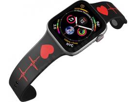 Řemínek Mi-Band na Apple Watch 42/44/45/49 mm - motiv EKG, černý 

 obrázek produktu 1 z 4