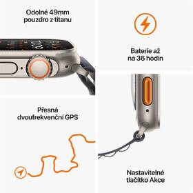Chytré hodinky Apple GPS + Cellular, 49mm pouzdro z titanu - oranžový oceánský řemínek 
