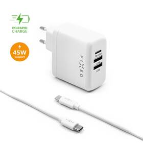 Nabíječka do sítě FIXED USB-C PD, 2x USB 2.0, 45W + USB-C kabel 1m bílá

 obrázek produktu 1 z 2