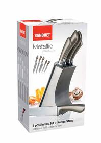 Sada kuchyňských nožů BANQUET Metallic Platinum, 5 ks, nerezový stojan 

 obrázek produktu 8 z 8
