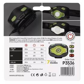 Čelovka EMOS P3536, COB LED + LED, 220 lm, 100 m, 3x AAA 

 obrázek produktu 10 z 10