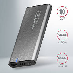 Externí rámeček Axagon RAW box USB-C 3.2 Gen 2, M.2 NVMe & SATA SSD stříbrný

 obrázek produktu 1 z 9