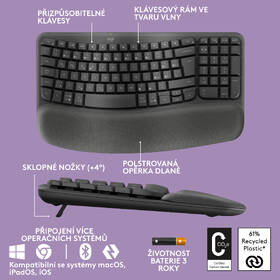 Klávesnice Logitech Wave Keys, CZ/SK layout grafitová

 obrázek produktu 7 z 13
