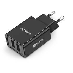 Nabíječka do sítě Aligator 2,4A, 2xUSB, smart IC, USB kabel pro Apple černá

 obrázek produktu 1 z 3