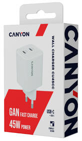 Nabíječka do sítě Canyon GaN 2xUSB-C 45 W bílá

 obrázek produktu 5 z 5