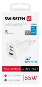 Nabíječka do sítě Swissten GAN 2x USB-C 65W PD + 1x USB-A 18W QC bílá

 obrázek produktu 1 z 1