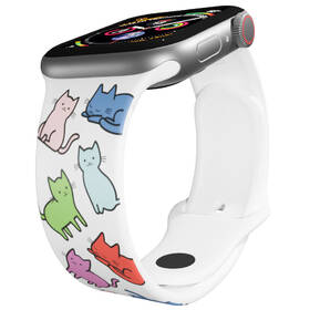 Řemínek Mi-Band na Apple Watch 42/44/45/49 mm - motiv Kočičí svět, bílý 

 obrázek produktu 2 z 3