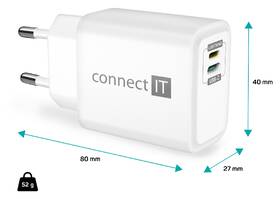 Nabíječka do sítě Connect IT 1x Lightning + 1×USB-C, 20W + kabel Lightning/USB-C bílá

 obrázek produktu 4 z 6