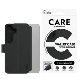 Pouzdro na mobil flipové PanzerGlass CARE Wallet Kickstand na Samsung Galaxy S25 černá barva

