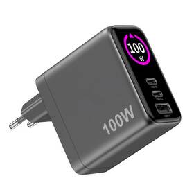 Nabíječka do sítě Celly 2x USB-C/USB-A, GaN, 100 W, s LCD displejem černý

 obrázek produktu 1 z 5
