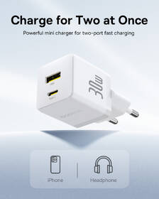 Nabíječka do sítě Baseus Palm 30W 1xUSB-A 1xUSB-C PD QC 3.0 bílá

 obrázek produktu 6 z 13