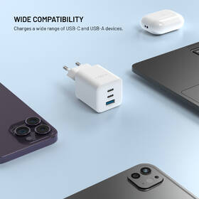 Nabíječka do sítě FIXED Mini GaN, PD, 65W, 2xUSB-C/USB-A bílá

 obrázek produktu 2 z 9