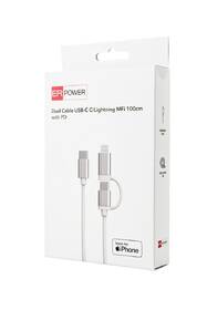 Kabel ERPOWER Dual Cable USB-C/USB-C, Lightning, 65W, 1m bílý

 obrázek produktu 3 z 3