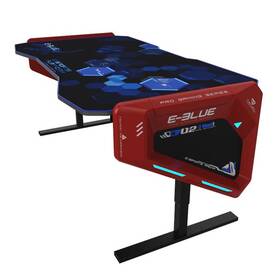 Herní stůl E-Blue 165x88 cm, RGB podsvícení, výškově nastavitelný, s podložkou pod myš černý/červený

 obrázek produktu 2 z 2