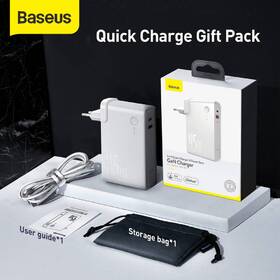 Nabíječka do sítě Baseus Power Station GaN 2v1 QC USB, USB-C a powerbanka 10000mAh 45W + USB-C kabel 1m bílá

 obrázek produktu 5 z 6