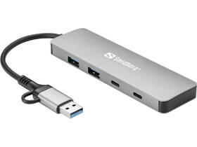 USB Hub Sandberg USB-C/A, 2× USB-A + 2× USB-C stříbrný

 obrázek produktu 1 z 3