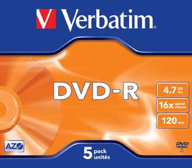 Disk Verbatim DVD-R 4,7GB, 16x, jewel box, 5ks 

 obrázek produktu 1 z 1