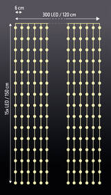 Vánoční osvětlení Solight závěs okenní, stříbrný, 300x mini LED, časovač, 8 funkcí, USB 

 obrázek produktu 4 z 4