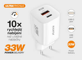 Nabíječka do sítě Aligator Power Delivery 33W, USB-C + USB-A + USB-C kabel bílá

 obrázek produktu 2 z 5