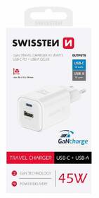 Nabíječka do sítě Swissten GAN 1x USB-C 45W PD + 1x USB-A 18W QC bílá

 obrázek produktu 1 z 1