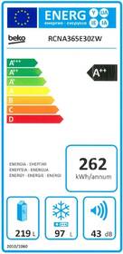 Chladnička s mrazničkou Beko RCNA 365 E30ZW bílá barva
