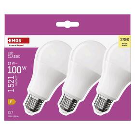 Žárovka LED EMOS Classic, 13 W, 1521lm, E27, teplá bílá (3 ks) 

 obrázek produktu 3 z 13