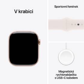 Chytré hodinky Apple GPS + Cellular 42mm pouzdro z růžově zlatého hliníku - světle ruměný sportovní řemínek - S/M 
