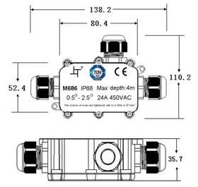 Spojka Solight voděodolná IP68, 1x vstup, 2x výstup, 5-9/9-12mm, max 2,5mm2 černý

 obrázek produktu 1 z 1