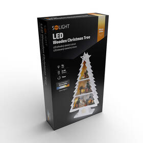 LED dekorace Solight dřevěný vánoční stromek s dekoracemi, 13x LED, bílá, 53cm, 2x AA 

 obrázek produktu 4 z 5