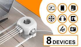 Kabel prodlužovací Viking AC CUBE 4x zásuvka, 3x USB, 1x USB-C, 1,8 m bílý

 obrázek produktu 4 z 6