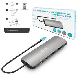 Dokovací stanice i-tec USB-C Metal Nano 2x HDMI, PD 100W 

 obrázek produktu 5 z 5