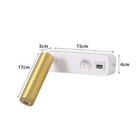 Nástěnné svítidlo IMMAX GOAL LED, vypínač, USB, 3W bílé/zlaté

 obrázek produktu 2 z 8