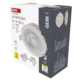 Vestavné svítidlo EMOS Geri 6,5W, 10cm, 780lm, teplá-studená bílá bílé

 obrázek produktu 2 z 5
