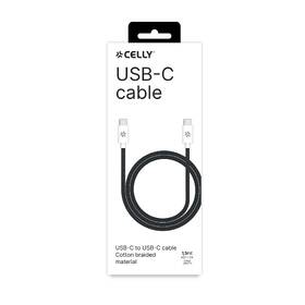 Kabel Celly USB-C/USB-C, opletený (bavlněný), 60 W, 1,5 m černý

 obrázek produktu 2 z 2