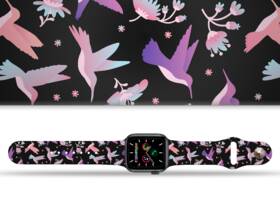 Řemínek Mi-Band na Apple Watch 42/44/45/49 mm - motiv Kolibříci, černý 

 obrázek produktu 1 z 3