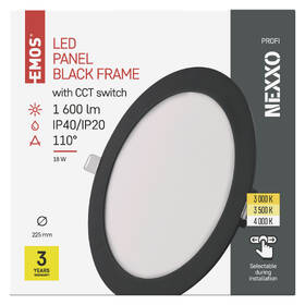 Vestavné svítidlo EMOS Nexxo, kruh, 18W, CCT černé

 obrázek produktu 2 z 2