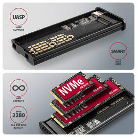 Externí rámeček Axagon DISPLAY box, USB-C 10Gbps - M.2 NVMe & SATA SSD šedý

 obrázek produktu 8 z 8