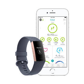 Fitness náramek Fitbit Charge 3 - Rose Gold, Blue Grey 

 obrázek produktu 3 z 9