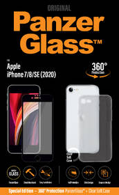 Tvrzené sklo PanzerGlass Edge-to-Edge na Apple iPhone 6/6s/7/8/SE (2020) + kryt na mobil Clear Case černé

 obrázek produktu 3 z 3