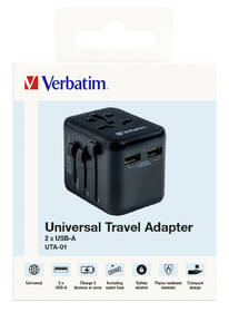 Cestovní adaptér Verbatim UTA-01 s 2 x USB-A porty černý

 obrázek produktu 5 z 5