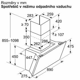 Odsavač par Bosch DWK91LT60 černá barva

